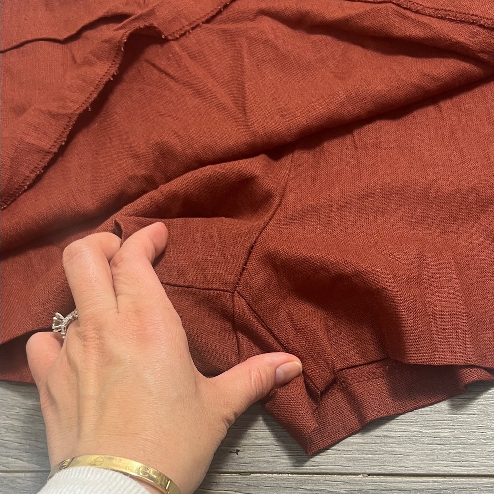 Zara Elegant linen Strapless Rust jumpsuit - Picture 3 of 16